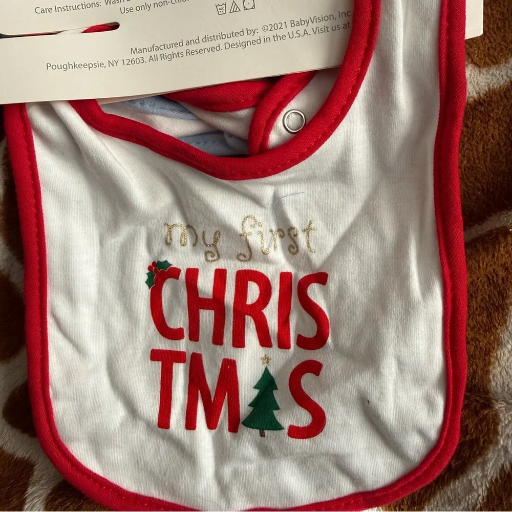 Hudson Baby Festive Bibs Set - Pink, Red, Green, White, Gold